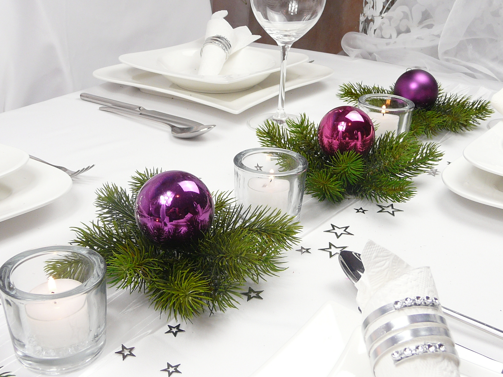 Winterdekoration und Tischdeko zur WinterHochzeit, Weihnachten und